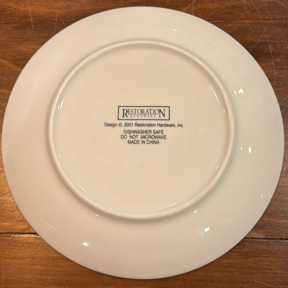 NWOT Restoration Hardware Holly Salad Plate 7 3/4” Silver Rim Christmas Holuday